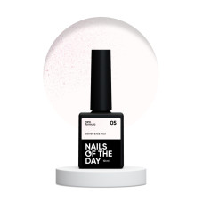 NAILSOFTHEDAY Cover base NEW Milk 05 - półprzezroczysta mleczna baza z różowym brokatem, 10 ml